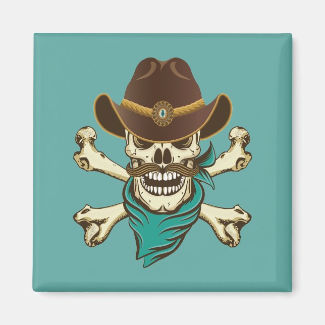 Cowboy Skull and Crossbones Magnet (Front)