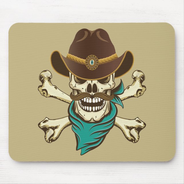 Cowboy Skull and Crossbones Mouse Pad (Front)