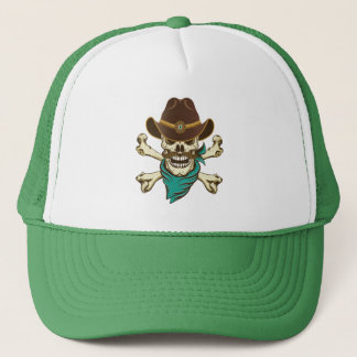 Cowboy Skull and Crossbones Trucker Hat