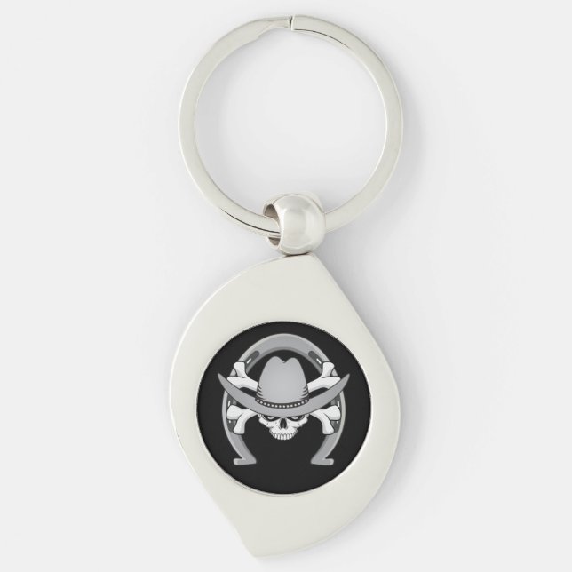 Cowboy Skull Horseshoe Keychain (Front)
