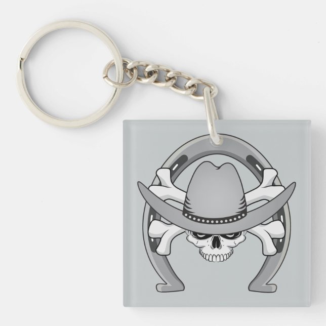 Cowboy Skull Horseshoe Keychain (Front)