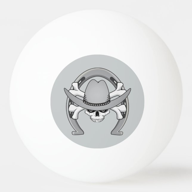 Cowboy Skull Horseshoe Ping-Pong Ball (Front)