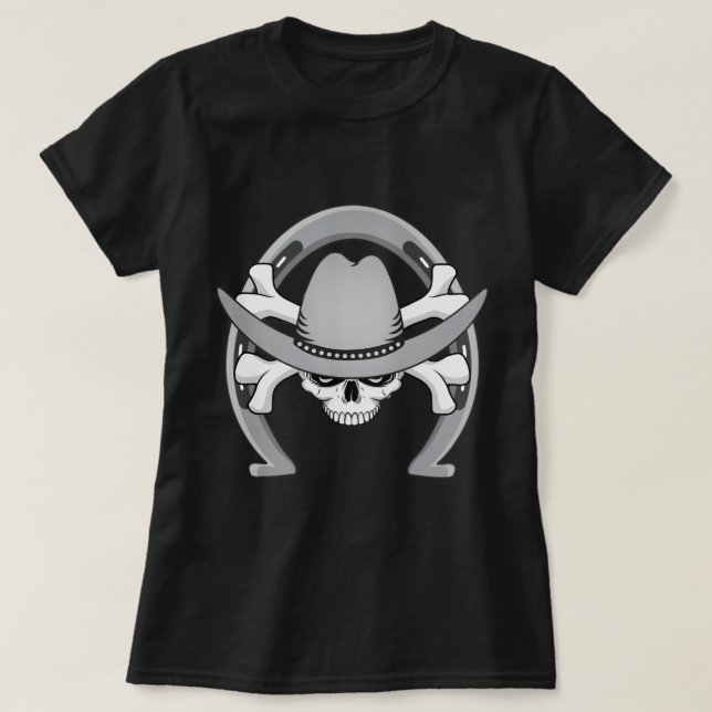 Cowboy Skull Horseshoe T-Shirt (Design Front)