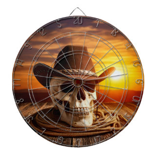 Cowboy Skull with Lasso Dart Board