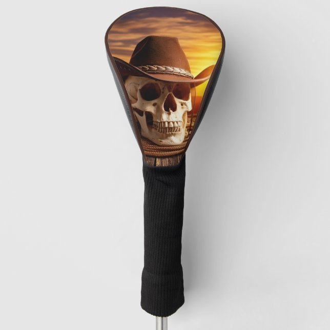 Cowboy Skull with Lasso Golf Head Cover (Front)