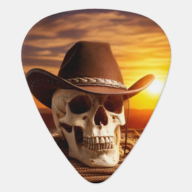 Cowboy Skull with Lasso Guitar Pick (Front)