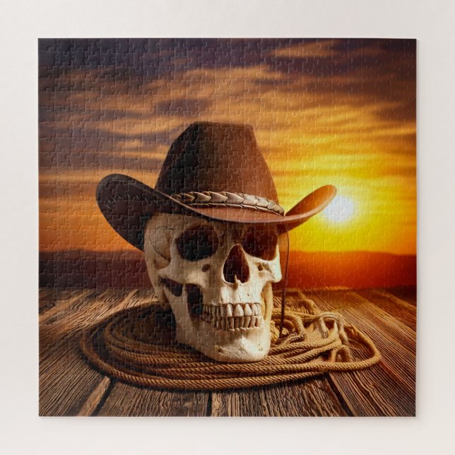 Cowboy Skull with Lasso Jigsaw Puzzle (Vertical)