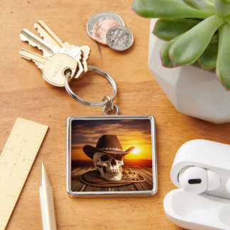 Cowboy Skull with Lasso Keychain