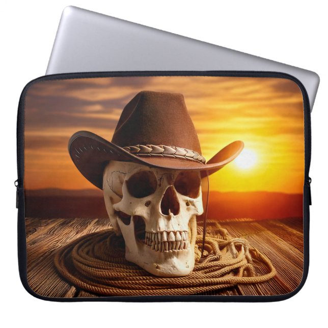 Cowboy Skull with Lasso Laptop Sleeve (Front)