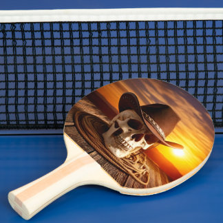 Cowboy Skull with Lasso Ping Pong Paddle