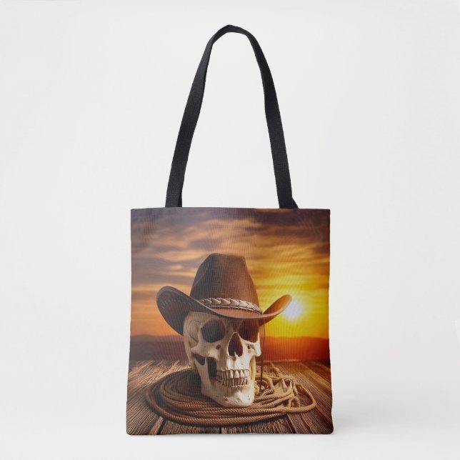 Cowboy Skull with Lasso Tote Bag (Front)