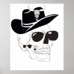 Cowboy Skull with Sunglasses &amp; Hat – Western Gothi Poster