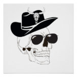 Cowboy Skull with Sunglasses &amp; Hat – Western Gothi Poster