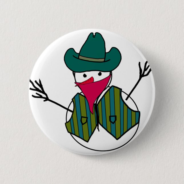 Cowboy Snowman Bandit  Pinback Button (Front)