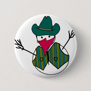 Cowboy Snowman Bandit Pinback Button