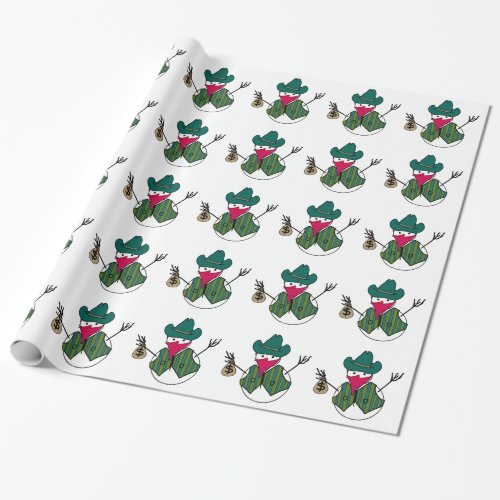 Cowboy Snowman Bandito with Money Bag Wrapping Paper
