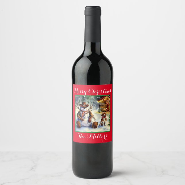 Cowboy Snowman Bottle Food and Beverage Label Set (Front)
