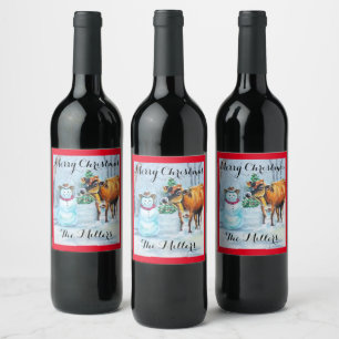 Cowboy Snowman Bottle Food and Beverage Label Set