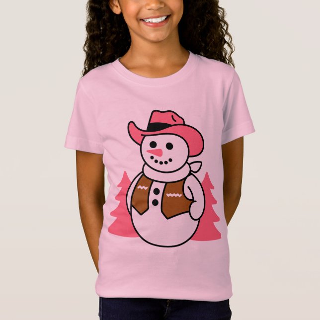 Cowboy Snowman Christmas Design – Western Holiday  T-Shirt (Front)
