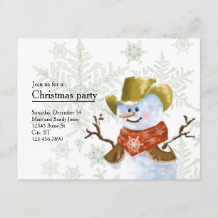 Cowboy Snowman Christmas Invitation