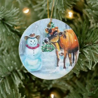 Cowboy Snowman Christmas Ornament