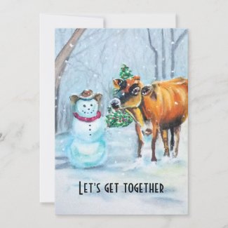 Cowboy Snowman Christmas Party Invitation