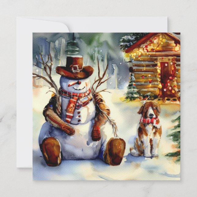 Cowboy Snowman Christmas Party Invitation (Front)