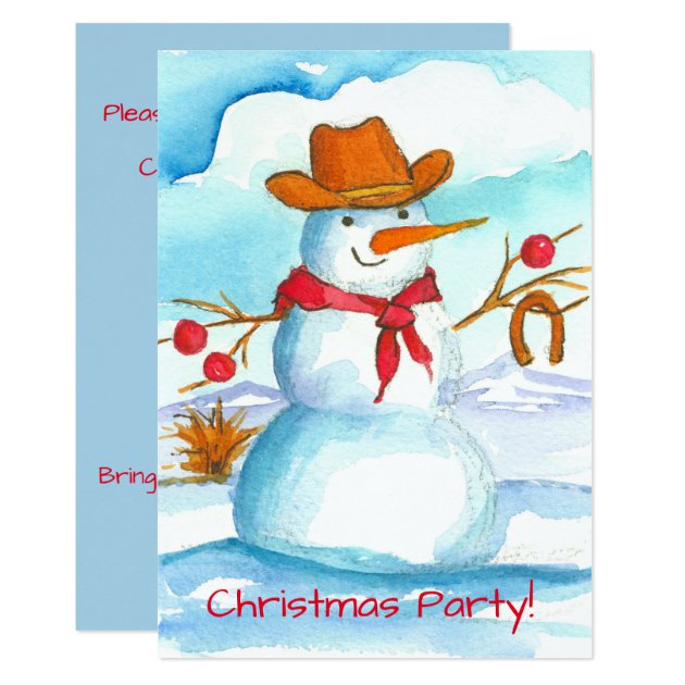 Cowboy Snowman Christmas Party Invitation