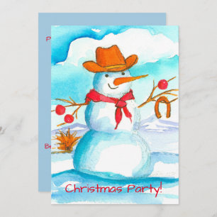 Cowboy Snowman Christmas Party Invitation