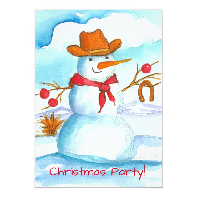 Cowboy Snowman Christmas Party Invitation