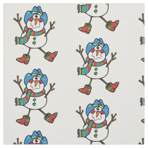 Cowboy Snowman Holiday Fabric