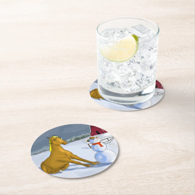 Cowboy Snowman & Horse Paper Coaster (Insitu)