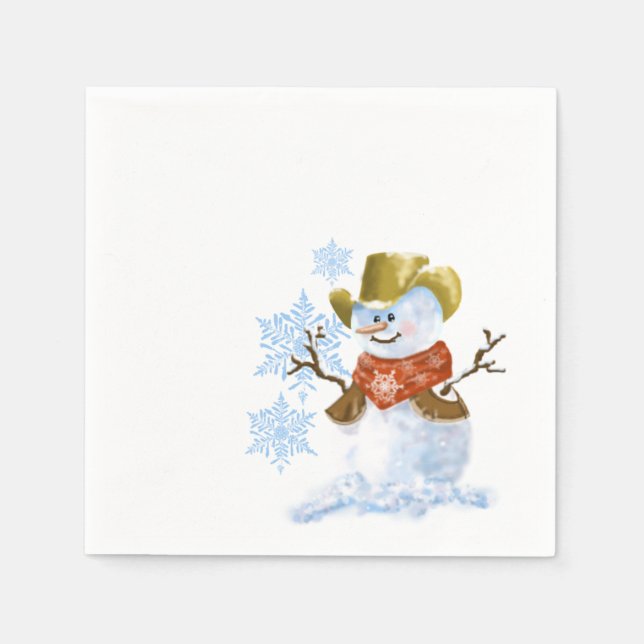 Cowboy Snowman Paper Napkin (Front)