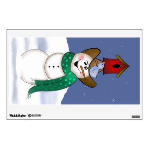 Cowboy Snowman with Birdhouse Wall Decal