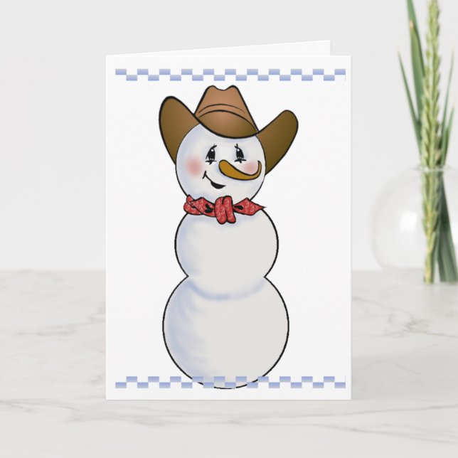 Cowboy Snowman with Red Bandana Holiday Card (Front)