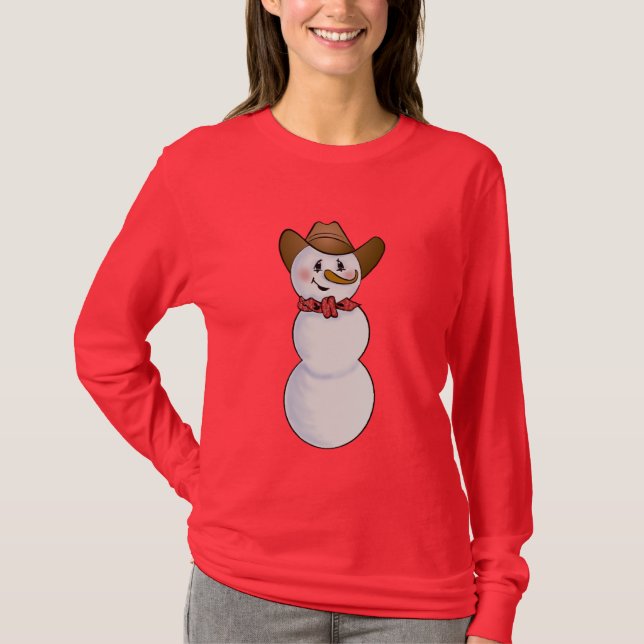 Cowboy Snowman with Red Bandana T-Shirt (Front)
