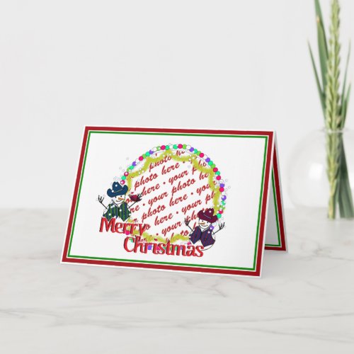 Cowboy Snowmen Christmas Photo Frame Holiday Card