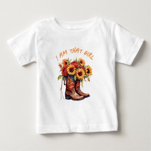cowboy southern baby sunflowers tee