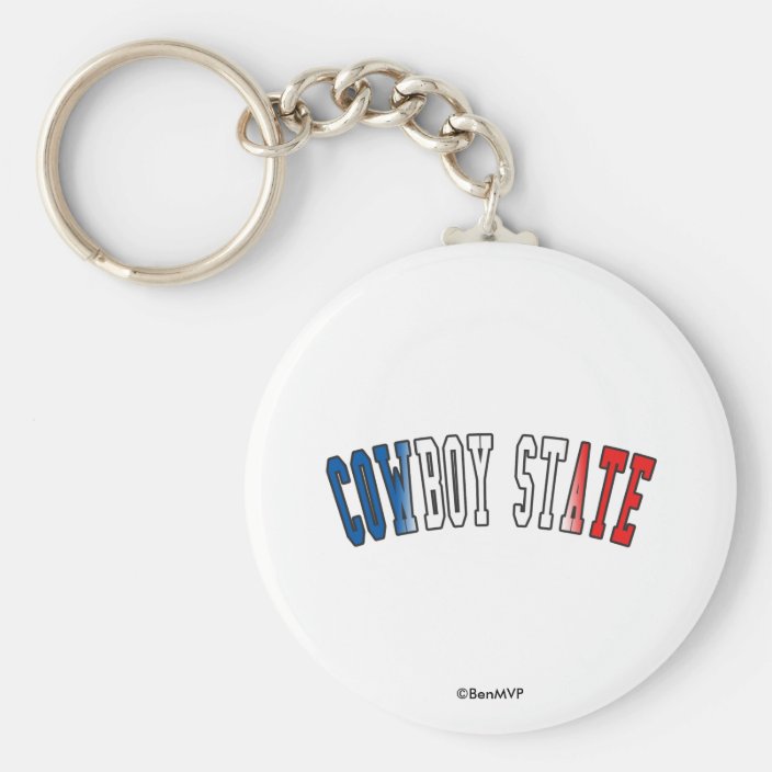 Cowboy State in State Flag Colors Keychain