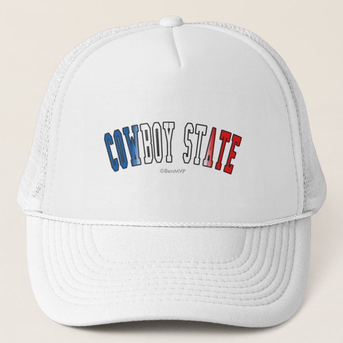 Cowboy State in State Flag Colors Mesh Hat