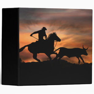 Cowboy Steer Roping Action Rodeo 3 Ring Binder