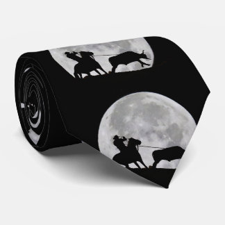 Cowboy Steer Roping Full Moon Neck Tie