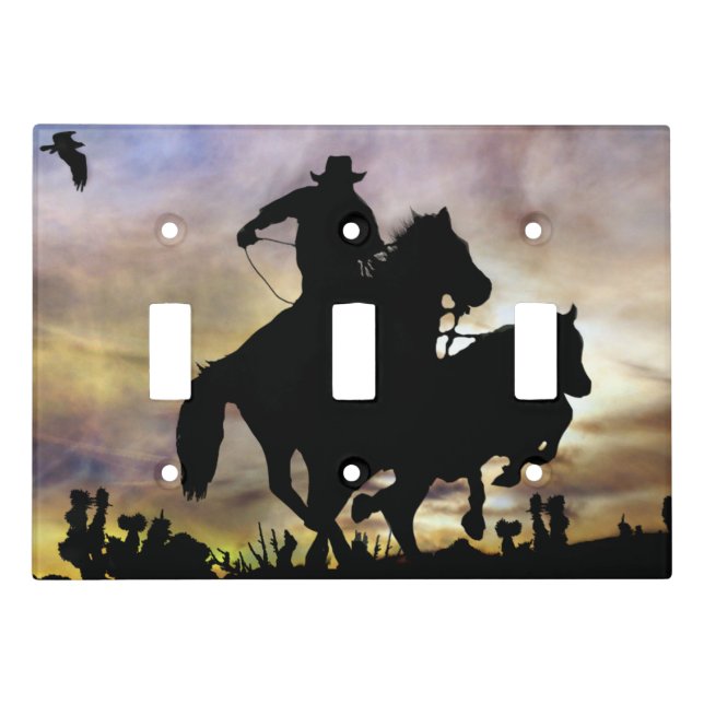 Cowboy Steer Roping Ranch Light Switch Cover (Front)