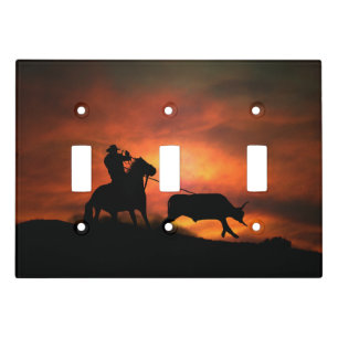 Cowboy Steer Roping Rodeo Light Switch Cover