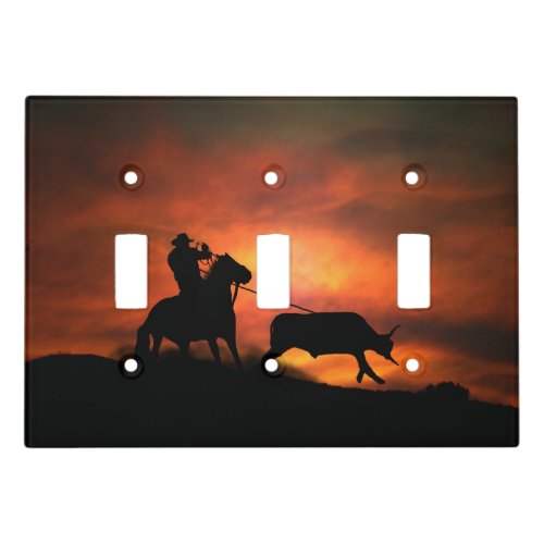 Cowboy Steer Roping Rodeo Light Switch Cover
