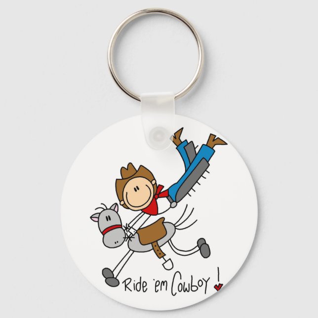 Cowboy Stick Figure Tshirts and Gifts Keychain (Front)