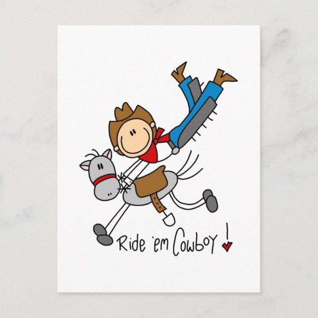 Cowboy Stick Figure Tshirts and Gifts Postcard (Front)