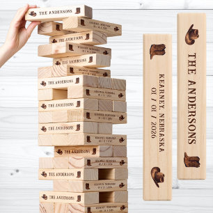 Cowboy Style Family Name Location Western Wedding Topple Tower