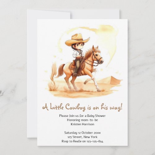 Cowboy_Style Rustic Boy Baby Shower Invitation