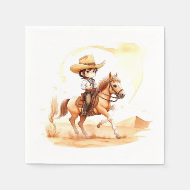 Cowboy-Style Rustic Boy Baby Shower Napkins (Front)
